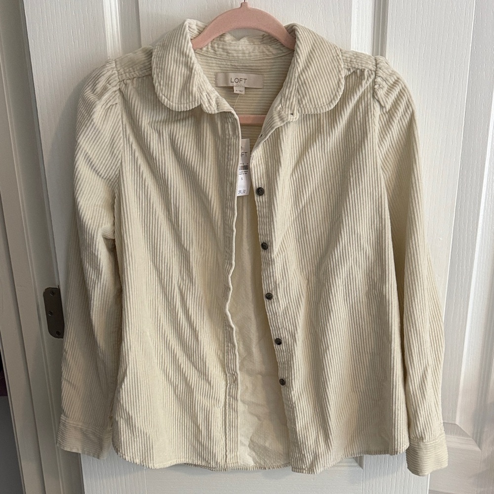 LOFT Beige Corduroy Utility Jacket